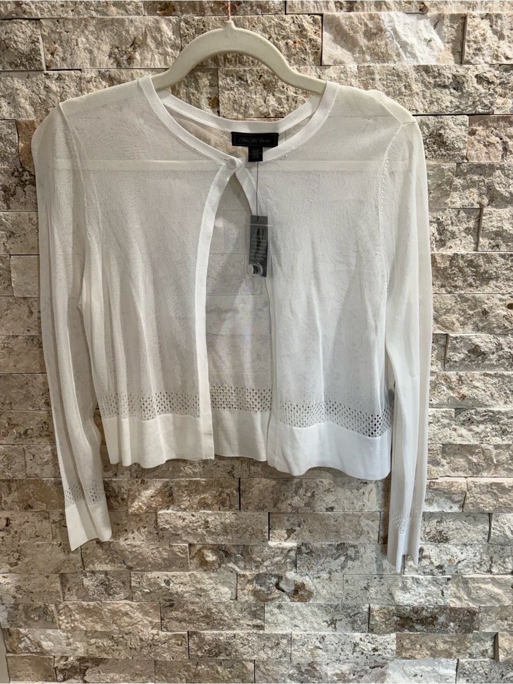 Saks Fifth Avenue White Knit Button-Up Cardigan xs